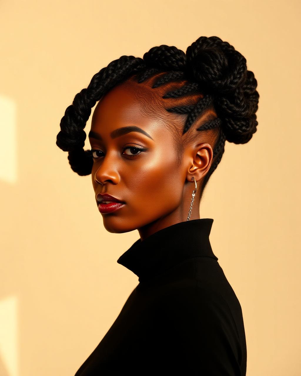 Placeholder image: sculptural custom protective updo — replace with portfolio photograph
